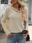 Women Plain V Neck Casual Long Sleeve T-shirt