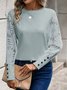 Women Plain Crew Neck Casual Long Sleeve T-shirt