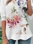 Women Floral Crew Neck Casual Long Sleeve T-shirt