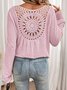 Women Plain V Neck Casual Long Sleeve T-shirt