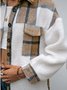 Plaid Casual Fluff/Granular Fleece Fabric Jacket