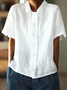 Vacation Plain Shawl Collar Shirt