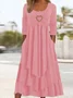 Jersey Crew Neck Casual Geometric Dress With No
