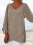 Striped V Neck Casual Blouse