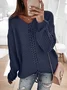 V Neck Yarn/Wool Yarn Casual Color Block Sweater