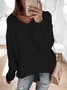 V Neck Yarn/Wool Yarn Casual Color Block Sweater