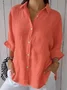 Women's Shirt Blouse Cotton Button Daily Casual Long Sleeve V Neck