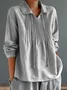 Loose Floral Casual Notched Blouse