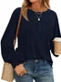 Women Plain Crew Neck Casual Long Sleeve T-shirt