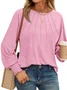 Women Plain Crew Neck Casual Long Sleeve T-shirt