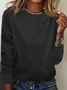 Women Plain Crew Neck Casual Long Sleeve T-shirt