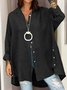 Loose Plain Casual Cotton Shirt
