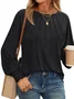 Women Plain Crew Neck Casual Long Sleeve T-shirt