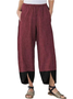 Cotton And Linen Casual Contrasting Color Pants