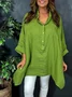 Cotton Plain Loose Casual Blouse