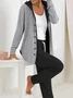 Women's Buckle Plain Daily Going Out Two-Piece Set Gray Casual Spring/Fall Coat With Pants Matching Set