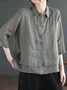 Plain Cotton And Linen Loose Casual Shirt