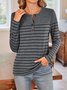 Women Striped Crew Neck Casual Long Sleeve T-shirt