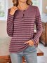 Women Striped Crew Neck Casual Long Sleeve T-shirt