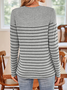 Women Striped Crew Neck Casual Long Sleeve T-shirt