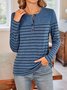 Women Striped Crew Neck Casual Long Sleeve T-shirt