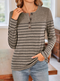 Women Striped Crew Neck Casual Long Sleeve T-shirt