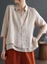 Plain Cotton And Linen Loose Casual Shirt