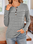 Women Striped Crew Neck Casual Long Sleeve T-shirt