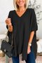 Plain Casual V Neck Loose Sweater