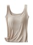 Casual Knitted Crew Neck Plain Tank Top