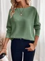 Women Plain Crew Neck Casual Long Sleeve T-shirt