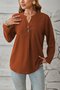 Women's Long Sleeve Blouse Spring/Fall Apricot Plain Buckle Crew Neck Daily Going Out Casual Top