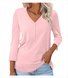 Women Plain V Neck Casual Long Sleeve T-shirt