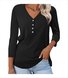 Women Plain V Neck Casual Long Sleeve T-shirt