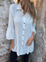 Plain Loose Casual Shawl Collar Shirt