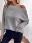 Women Plain Crew Neck Casual Long Sleeve T-shirt