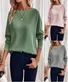 Women Plain Crew Neck Casual Long Sleeve T-shirt