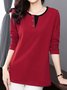 Women Plain Crew Neck Casual Long Sleeve T-shirt