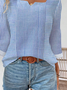 Women Striped Notched Casual Three Quarter Sleeve T-shirt