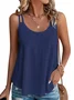 Women Casual Plain Summer Sleveness Eyelet Embroidery Tank Top Cami Top
