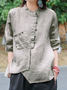 Linen Stand Collar Cotton And Linen Shirt