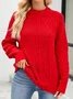 Plain Casual Yarn/Wool Yarn Crew Neck Sweater