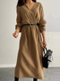 Plain V Neck Casual Dress With No