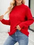 Plain Casual Yarn/Wool Yarn Crew Neck Sweater