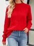 Plain Casual Yarn/Wool Yarn Crew Neck Sweater