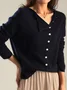 Buckle Loose Plain Casual Cardigan