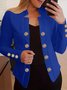 Casual Buckle Long Sleeve Plain Jacket