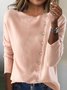 Buckle Loose Plain Casual Cardigan