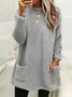 Women's Crew Neck Casual Midi H-Line Fluff Dress