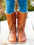 Comfortable Soft Lightweight Lace Up Chunky Heel Boots Footwear